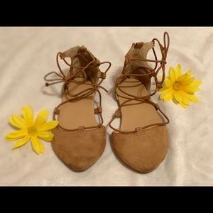 Lace-up Ballet Pointy Flats